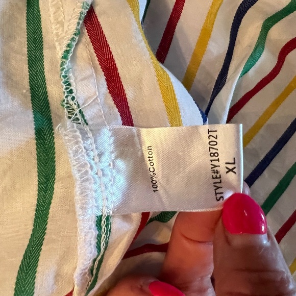 POMANDER PLACE TUCKERNUCK Adair Primary Striped Boyfriend Oversized Button Down - Picture 8 of 9